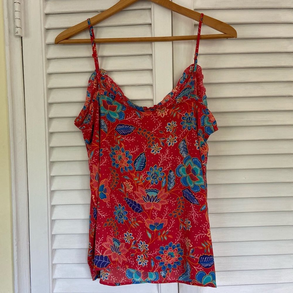 {Loft} Red Floral Tank Top - Medium - Picture 5 of 5